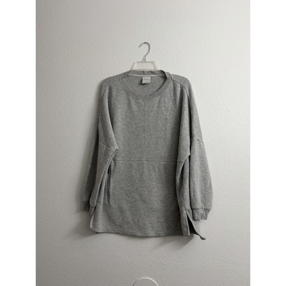 Varley Bayliss Sweatshirt Womens Size L Gray Pullover Oversized Zip Pockets
